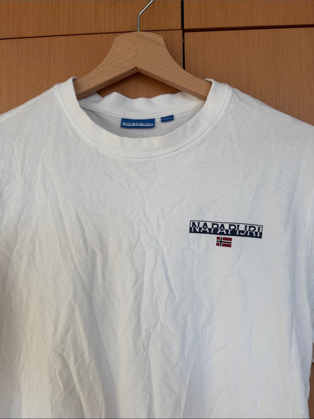 Napapijri White Short Sleeve Logo Tee with Flag Detail